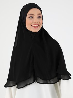 Siyah Fermuarlı Şifon Hazır Türban Siyah Fermuarlı Şifon Hazır Türban