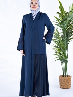 Lacivert Kum Krep Daday Abaya