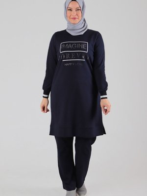 Lacivert Büyük Beden Pantolonlu Takım Lacivert Büyük Beden Pantolonlu Takım