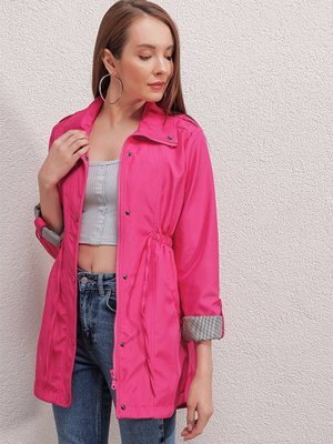Fuşya Kolları Katlama Apoletli Trençkot Fuşya Kolları Katlama Apoletli Trençkot