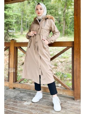 Vizon Kapüşonlu Fermuarlı Mont