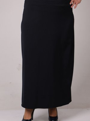 Lacivert Büyük Beden Yandan Fermuarlı Uzun Kalem Etek