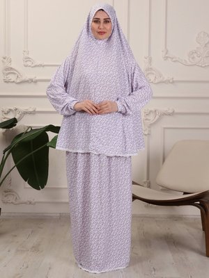 Mor Çiçek Desenli İkili Namaz Takımı Mor Çiçek Desenli İkili Namaz Takımı