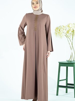 Kahve Kum Krep Asrın Elbise