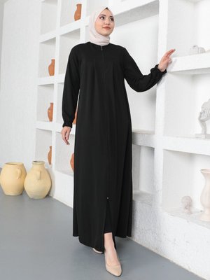 Siyah Fermuarlı Ferace