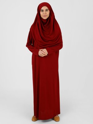 Bordo Tek Parça Namaz Elbisesi