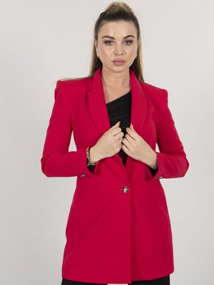 Fuşya Tek Düğmeli Uzun Ceket