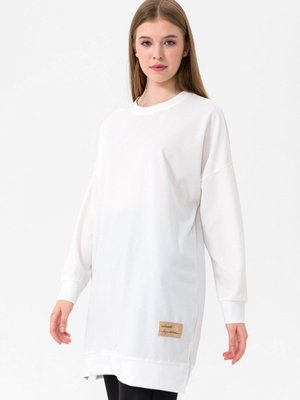 Ekru Yırtmaçlı Uzun Scuba Sweat Ekru Yırtmaçlı Uzun Scuba Sweat