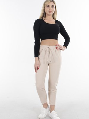 Taş Yüksek Bel Lastikli Pantolon