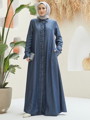 Koyu Mavi Boydan Düğmeli Ferace Koyu Mavi Boydan Düğmeli Ferace