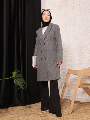 Antrasit Astarlı Kaşe Manto Antrasit Astarlı Kaşe Manto