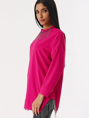 Fuşya Yakası Ve Yanı Zincirli Sweat Fuşya Yakası Ve Yanı Zincirli Sweat