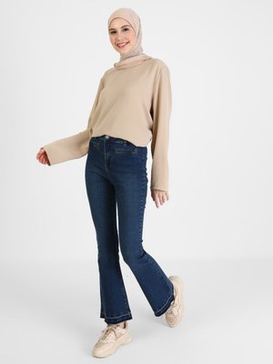 Mavi İspanyol Paça Denim Pantolon Mavi İspanyol Paça Denim Pantolon