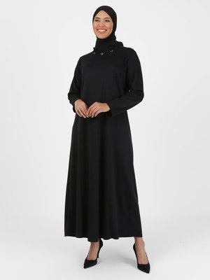 Siyah Büyük Beden Elbise & Yelek İkili Takım