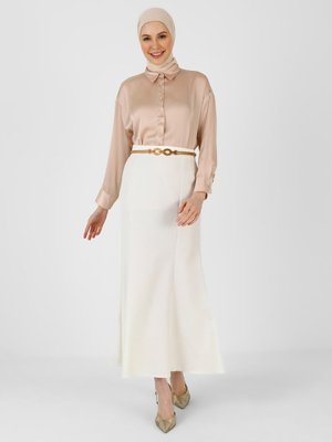 Off White Klasik Kumaş Etek