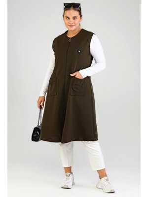 Haki Ottoman Çelik Örme Büyük Beden Yelek