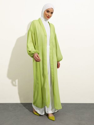 Bright Lime Balon Kol Şifon Ferace