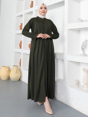 Haki Fermuarlı Ferace