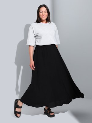 Siyah Büyük Beden Beli Lastikli Etek