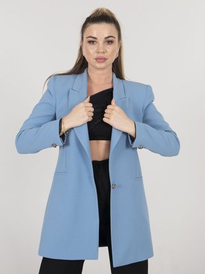 Bebe Mavi Tek Düğmeli Uzun Ceket