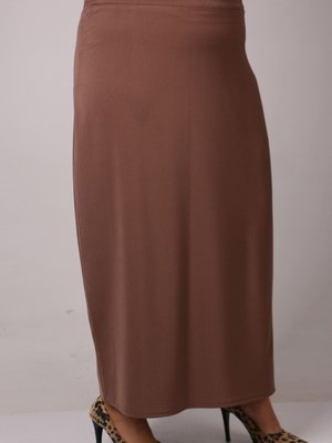 Vizon Büyük Beden Yandan Fermuarlı Uzun Kalem Etek