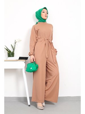 Vizon Fulya Kolları Lastikli Kemerli Tulum