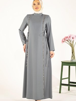 Mint Kum Krep Aydan Taşlı Elbise