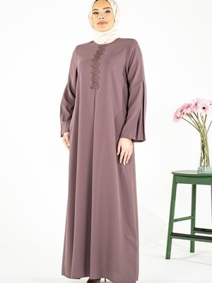 Lila Kum Krep Asrın Elbise