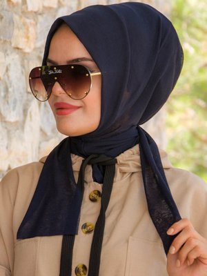 Lacivert Köpük Hazır Eşarp