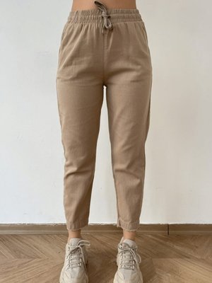 Camel Paçası Püskül Detay Beli Lastikli Pantolon Camel Paçası Püskül Detay Beli Lastikli Pantolon