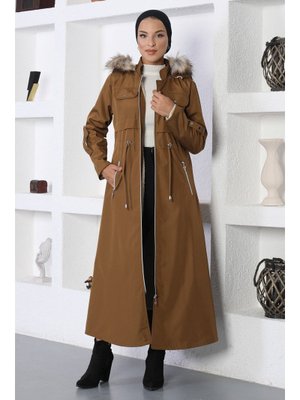 Taba Fermuarlı Kapüşonlu Mont