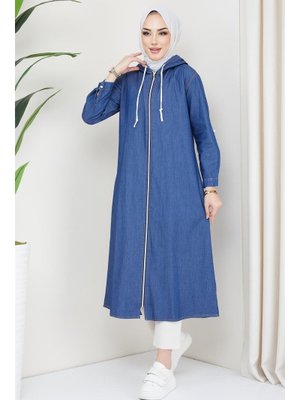 Koyu Mavi Fermuarlı Kot Kap Koyu Mavi Fermuarlı Kot Kap