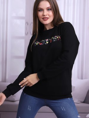 Siyah Rotten Baskı Bisiklet Yaka Sweatshirt Siyah Rotten Baskı Bisiklet Yaka Sweatshirt