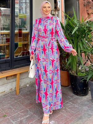 Fuşya Alara Saten Elbise Fuşya Alara Saten Elbise