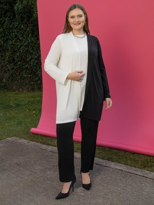 Büyük Beden 3'lü Takım Siyah Ekru