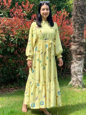 Sarı Lena Şifon Elbise Sarı Lena Şifon Elbise