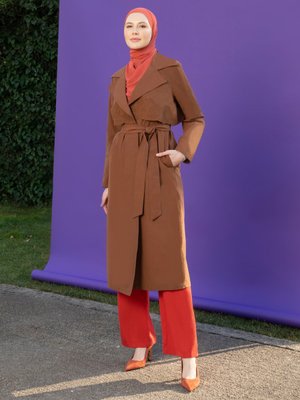 Camel Nakış Detaylı Trençkot