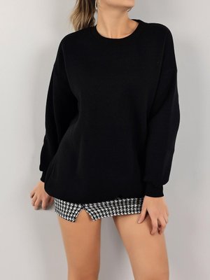 Siyah İçi Şardonlu Düz Sweat Siyah İçi Şardonlu Düz Sweat