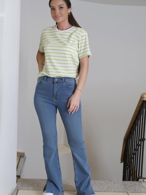 Bol Paça Yırtmaçlı Mavi Pantolon