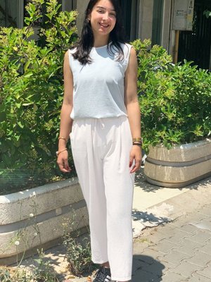 Ekru Havuç Kesim Aerobin Pantolon