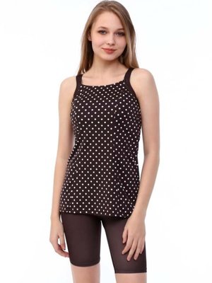 Kahverengi Punatiyeli Havuz Tankini Mayo Kahverengi Punatiyeli Havuz Tankini Mayo