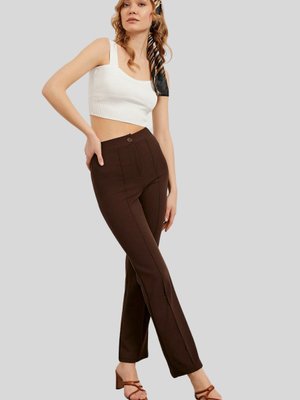 Kahve Palazzo Yüksek Bel Pantolon