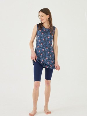 Lacivert Pembe Çiçekler Mayo Lacivert Pembe Çiçekler Mayo