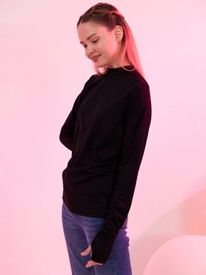 Siyah Uzun Kollu Parmaklı Bluz