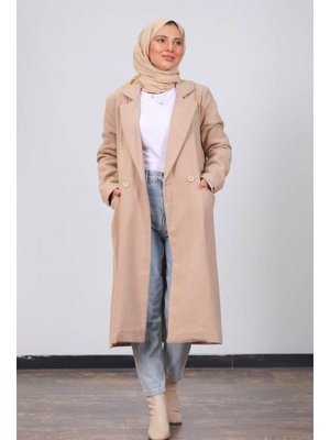 Camel Kruvaze Yaka Cepli Kaşe Kaban Camel Kruvaze Yaka Cepli Kaşe Kaban