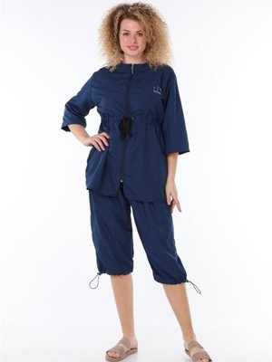 İndigo Klasik Tasarım Büyük Beden Tam Kapalı Mayo