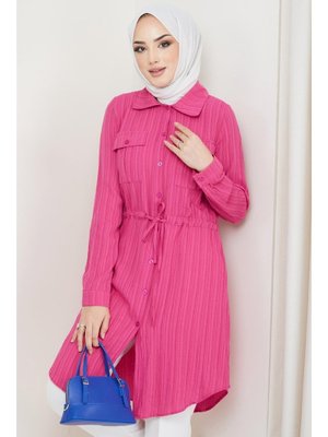 Fuşya Yazlık Bağlamalı Pamuklu Tunik Fuşya Yazlık Bağlamalı Pamuklu Tunik