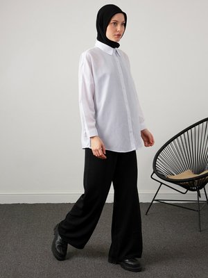 Beyaz Terracoton Oversize Gömlek Beyaz Terracoton Oversize Gömlek