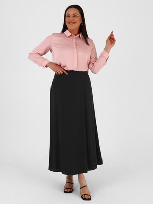 Siyah Büyük Beden Beli Fermuarlı Etek