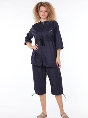 Lacivert Yapışmayan Klasik Bol Kesim Tam Kapalı Mayo